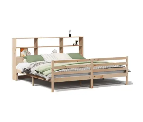 Lova Su Knygų Spinta Be Čiužinio, 180X200cm Pušies Masyvas