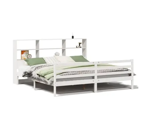 Lova Su Knygų Spinta Be Čiužinio, Balta, 180X200cm Pušis