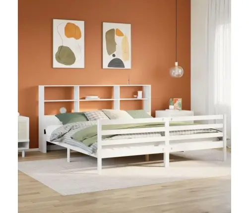 Lova Su Knygų Spinta Be Čiužinio, Balta, 180X200cm Pušis