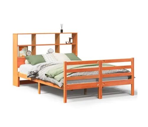 Gulta Ar Grāmatu Plauktu, Bez Matrača, 120X190 Cm, Priedes Koks Vidaxl