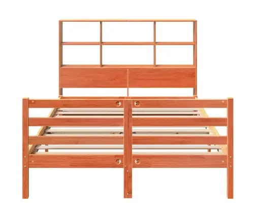 Gulta Ar Grāmatu Plauktu, Bez Matrača, 135X190 Cm, Priedes Koks Vidaxl