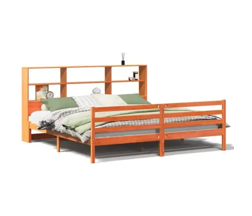 Gulta Ar Grāmatu Plauktu, Bez Matrača, 180X200 Cm, Masīvkoks Vidaxl