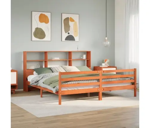 Lova Su Knygų Spinta Be Čiužinio, Rudas, 200X200cm Pušis