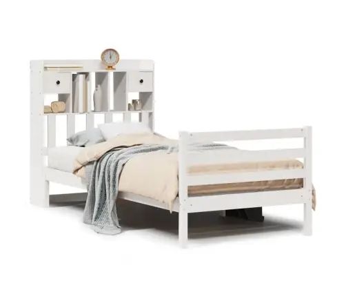 Gulta Ar Grāmatu Plauktu, Bez Matrača, 75X190 Cm, Priedes Koks Vidaxl