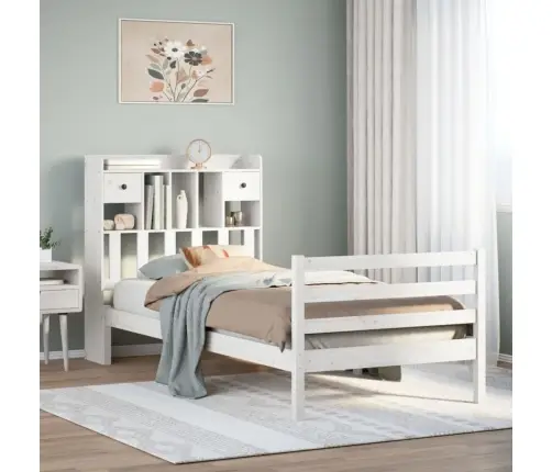 Gulta Ar Grāmatu Plauktu, Bez Matrača, 75X190 Cm, Priedes Koks Vidaxl