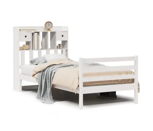 Lova Su Knygų Spinta Be Čiužinio, Balta, 90X190cm Pušis