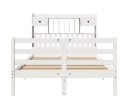 Gulta Ar Grāmatu Plauktu, Bez Matrača, 135X190 Cm, Priedes Koks Vidaxl