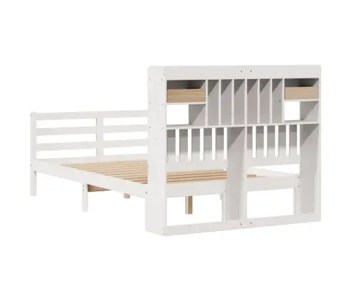 Gulta Ar Grāmatu Plauktu, Bez Matrača, 135X190 Cm, Priedes Koks Vidaxl