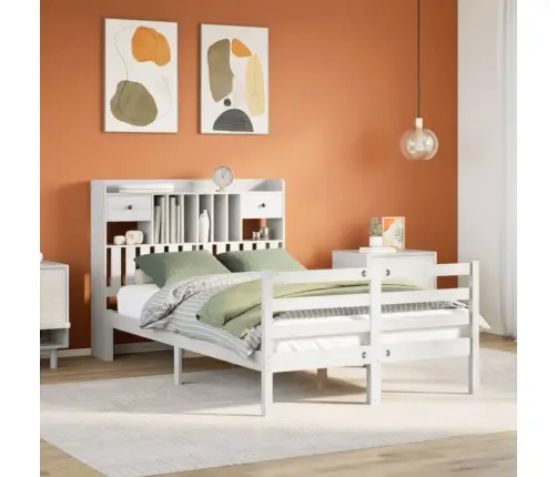 Gulta Ar Grāmatu Plauktu, Bez Matrača, 135X190 Cm, Priedes Koks Vidaxl