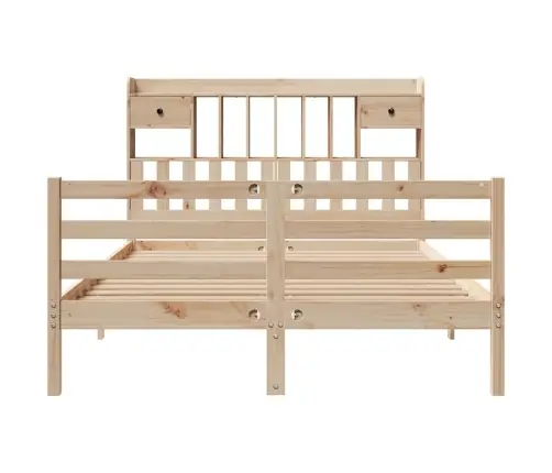 Gulta Ar Grāmatu Plauktu, Bez Matrača, 140X190 Cm, Priedes Koks Vidaxl