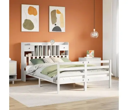 Riiuliga Voodiraam Ilma Madratsita, Valge, 140X190cm Männipuit