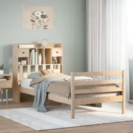 Gulta Ar Grāmatu Plauktu, Bez Matrača, 100X200 Cm, Priedes Koks Vidaxl Gulta Ar Grāmatu Plauktu, Bez Matrača, 100X200 Cm, Priedes Koks Vidaxl