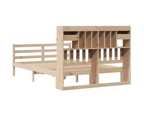 Gulta Ar Grāmatu Plauktu, Bez Matrača, 140X200 Cm, Priedes Koks Vidaxl