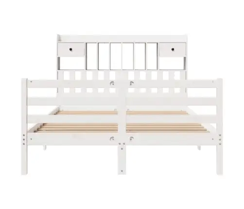 Gulta Ar Grāmatu Plauktu, Bez Matrača, 140X200 Cm, Priedes Koks Vidaxl