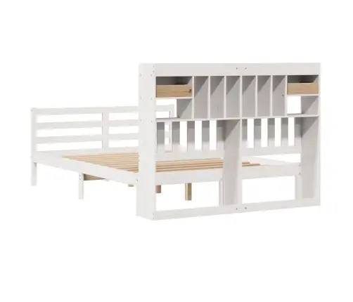 Gulta Ar Grāmatu Plauktu, Bez Matrača, 140X200 Cm, Priedes Koks Vidaxl