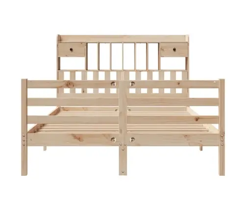 Lova Su Knygų Spinta Be Čiužinio, 150X200cm Pušies Masyvas