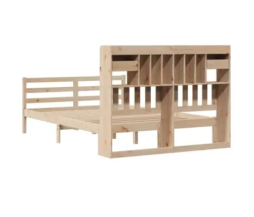 Lova Su Knygų Spinta Be Čiužinio, 150X200cm Pušies Masyvas