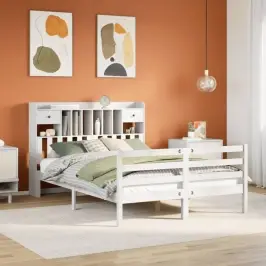 Riiuliga Voodiraam Ilma Madratsita, Valge, 150X200cm Männipuit