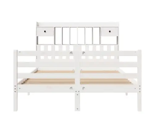 Lova Su Knygų Spinta Be Čiužinio, Balta, 160X200cm Pušis