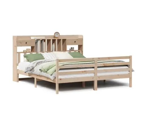 Gulta Ar Grāmatu Plauktu, Bez Matrača, 180X200 Cm, Priedes Koks Vidaxl