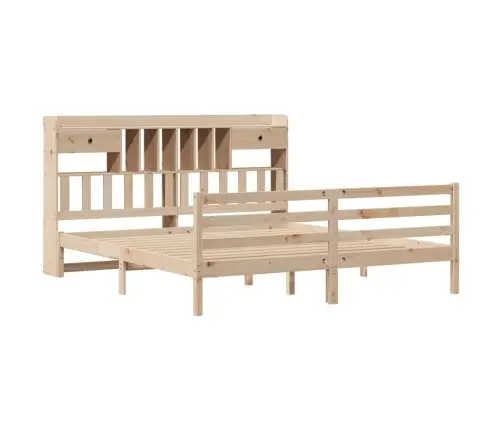 Gulta Ar Grāmatu Plauktu, Bez Matrača, 180X200 Cm, Priedes Koks Vidaxl