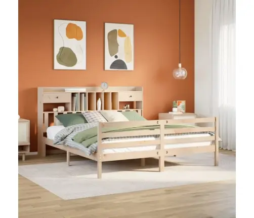 Gulta Ar Grāmatu Plauktu, Bez Matrača, 180X200 Cm, Priedes Koks Vidaxl