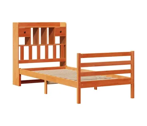 Gulta Ar Grāmatu Plauktu, Bez Matrača, 75X190 Cm, Priede Vidaxl