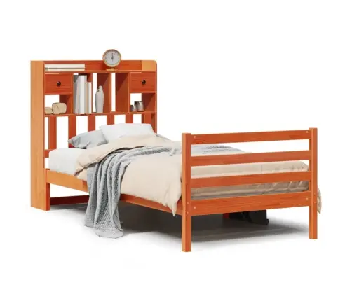 Gulta Ar Grāmatu Plauktu, Bez Matrača, 100X200 Cm, Priedes Koks Vidaxl