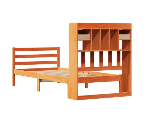 Gulta Ar Grāmatu Plauktu, Bez Matrača, 100X200 Cm, Priedes Koks Vidaxl