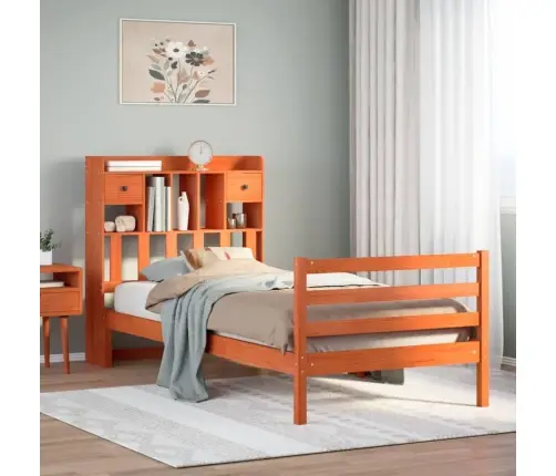 Gulta Ar Grāmatu Plauktu, Bez Matrača, 100X200 Cm, Priedes Koks Vidaxl