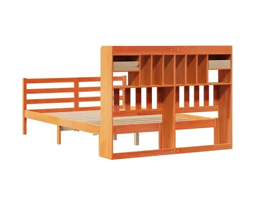 Gulta Ar Grāmatu Plauktu, Bez Matrača, 140X200 Cm, Priedes Koks Vidaxl