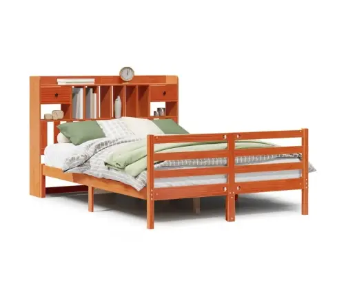 Gulta Ar Grāmatu Plauktu, Bez Matrača, 150X200 Cm, Priedes Koks Vidaxl