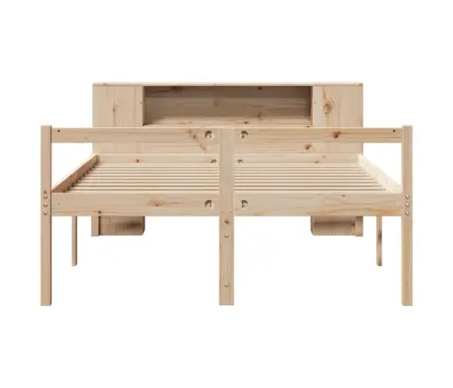 Gulta Ar Grāmatu Plauktu, Bez Matrača, 120X190 Cm, Priedes Koks Vidaxl