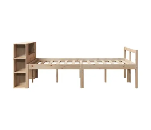 Gulta Ar Grāmatu Plauktu, Bez Matrača, 120X190 Cm, Priedes Koks Vidaxl