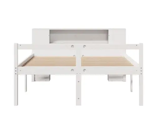 Gulta Ar Grāmatu Plauktu, Bez Matrača, 135X190 Cm, Priedes Koks Vidaxl