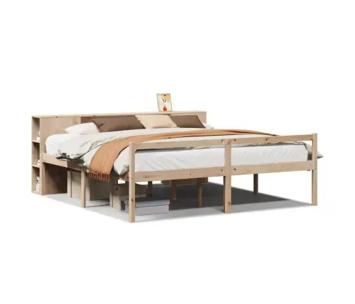 Gulta Ar Grāmatu Plauktu, Bez Matrača, 180X200 Cm, Priedes Koks Vidaxl