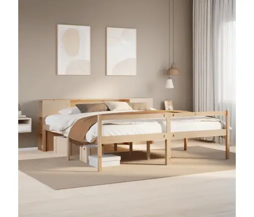 Gulta Ar Grāmatu Plauktu, Bez Matrača, 180X200 Cm, Priedes Koks Vidaxl