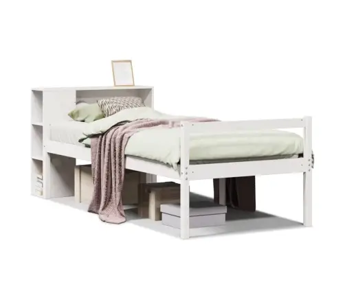 Gulta Ar Grāmatu Plauktu, Bez Matrača, 90X190 Cm, Priedes Koks Vidaxl