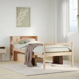 Lova Su Knygų Spinta Be Čiužinio, 90X200cm Pušies Masyvas