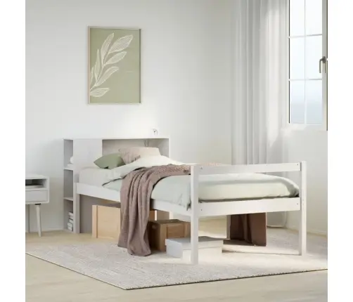 Gulta Ar Grāmatu Plauktu, Bez Matrača, 90X200 Cm, Priedes Koks Vidaxl