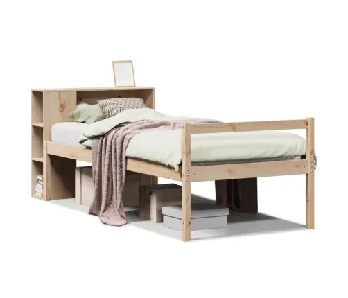 Lova Su Knygų Spinta Be Čiužinio, 100X200cm Pušies Masyvas