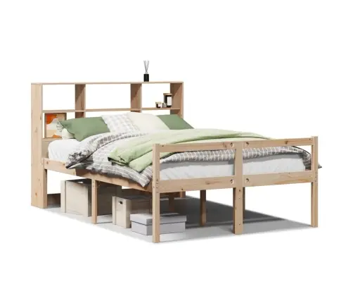 Gulta Ar Grāmatu Plauktu, Bez Matrača, 120X190 Cm, Priedes Koks Vidaxl