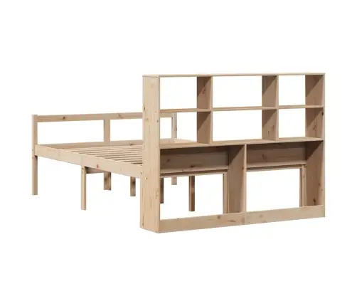 Lova Su Knygų Spinta Be Čiužinio, 140X190cm Pušies Masyvas