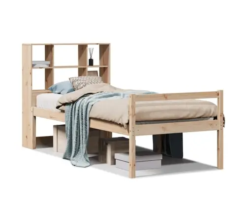 Lova Su Knygų Spinta Be Čiužinio, 90X200cm Pušies Masyvas