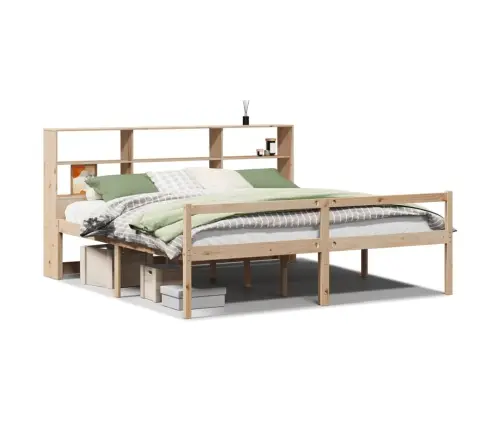 Lova Su Knygų Spinta Be Čiužinio, 180X200cm Pušies Masyvas