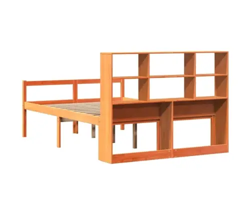 Gulta Ar Grāmatu Plauktu, Bez Matrača, 140X190 Cm, Masīvkoks Vidaxl