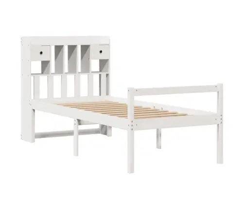 Gulta Ar Grāmatu Plauktu, Bez Matrača, 75X190 Cm, Priedes Koks Vidaxl