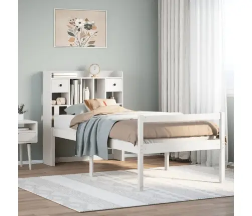 Gulta Ar Grāmatu Plauktu, Bez Matrača, 75X190 Cm, Priedes Koks Vidaxl