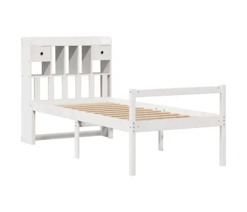 Lova Su Knygų Spinta Be Čiužinio, Balta, 90X190cm Pušis