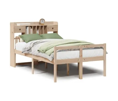 Lova Su Knygų Spinta Be Čiužinio, 135X190cm Pušies Masyvas